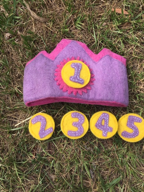 Princess Lavender Birthday Crown w/ 5 no.s